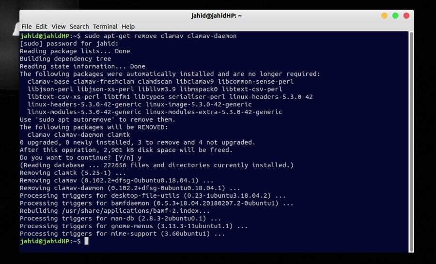 remove clamav from ubuntu