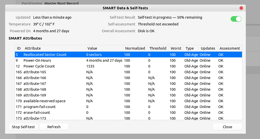 self test progress 50 hard disk bad sectors check linux