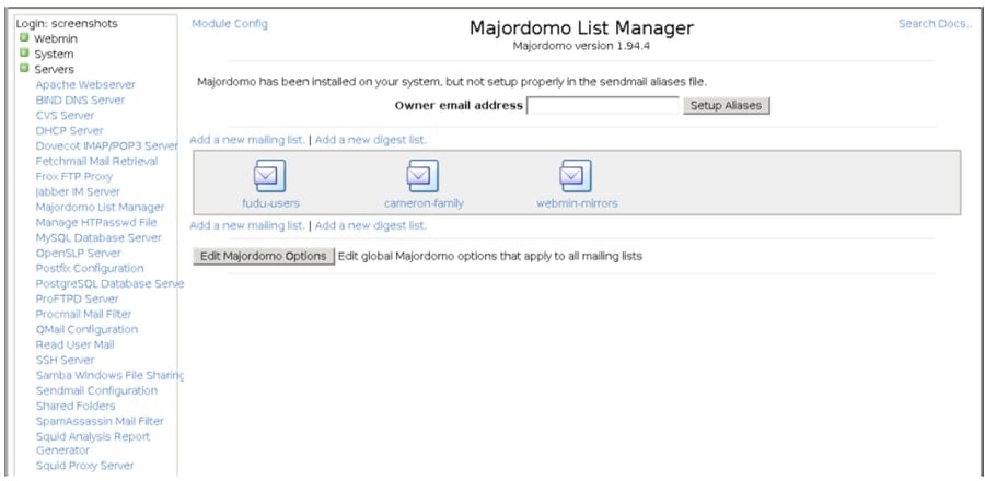 majordomo - mailing list manager for linux