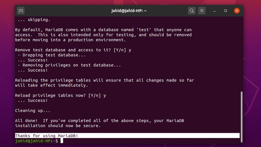 MariaDB thanks Owncloud Ubuntu