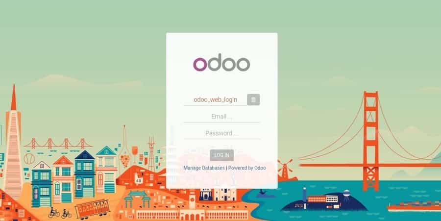 Odoo login page