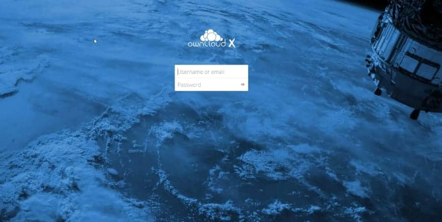 Owncloud login page in Ubuntu