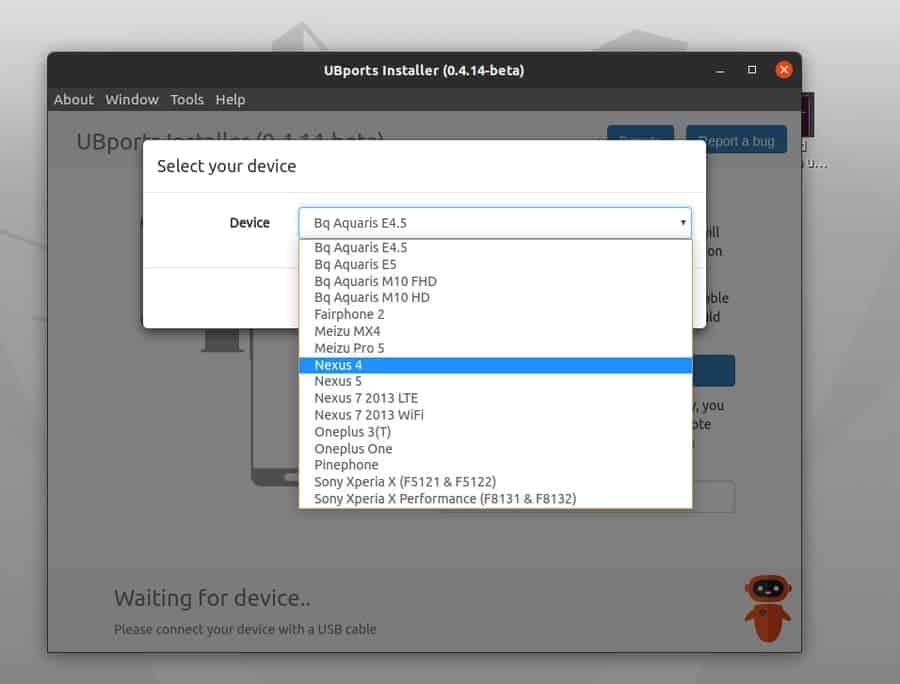 android list drop down Ubuntu touch