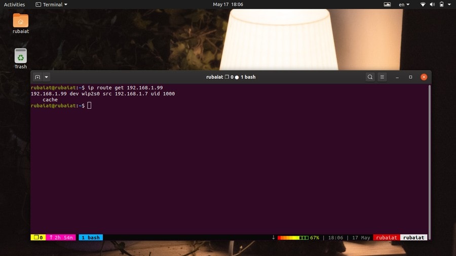 display address route using Linux ip command