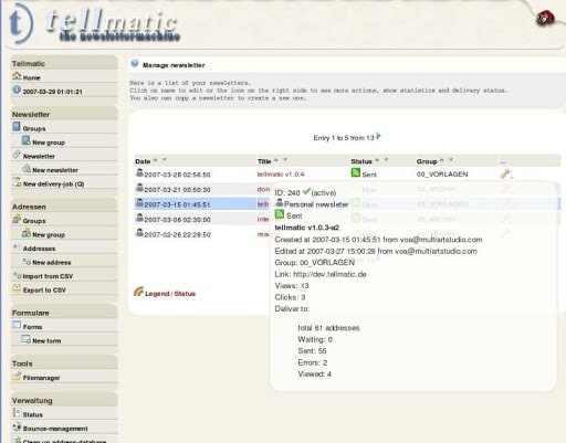 tellmatic - mailing list manager for linux