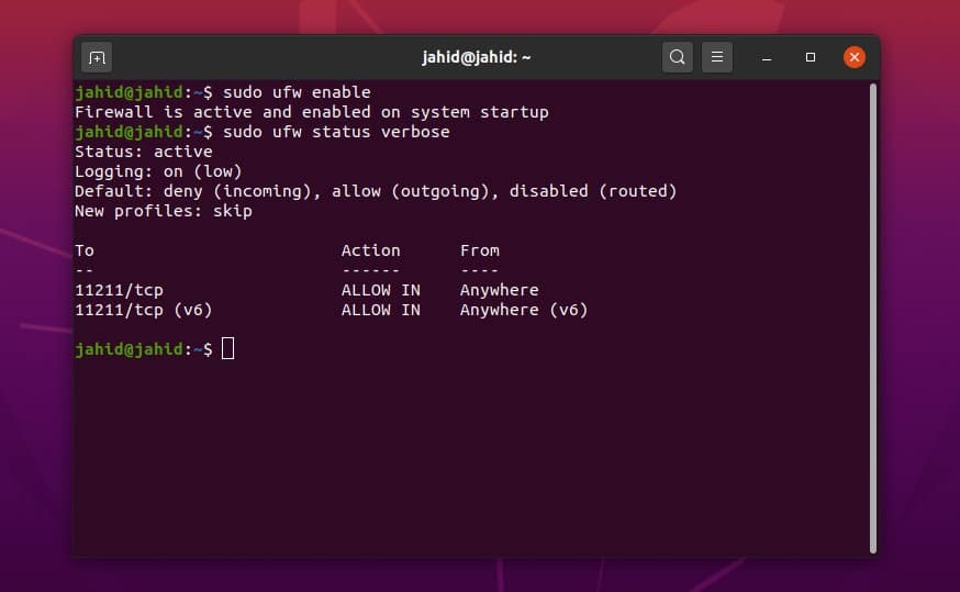 Configure Firewall on Ubuntu Linux verbose