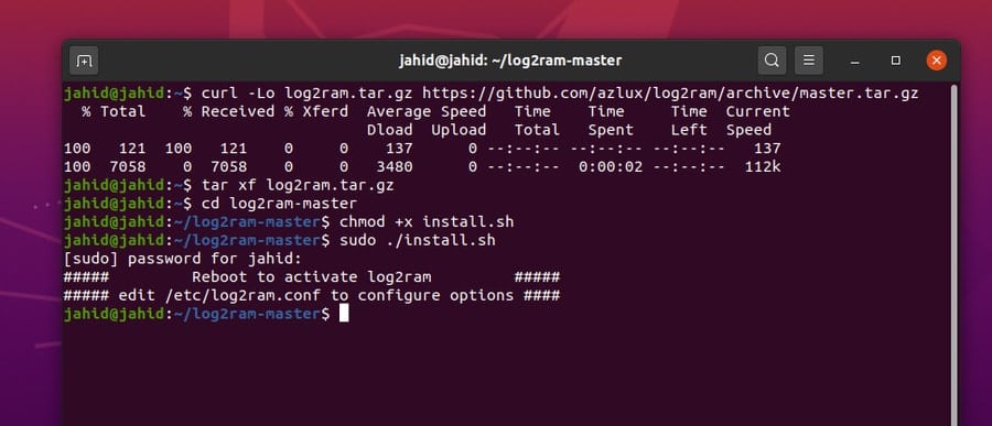 Log2ram In Linux curl