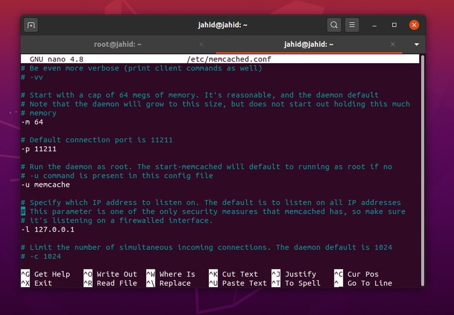 Memcached on Ubuntu Linux nano