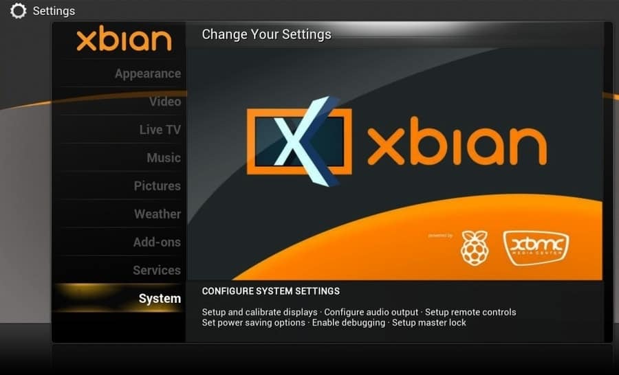 XBian on Raspberry pi runing