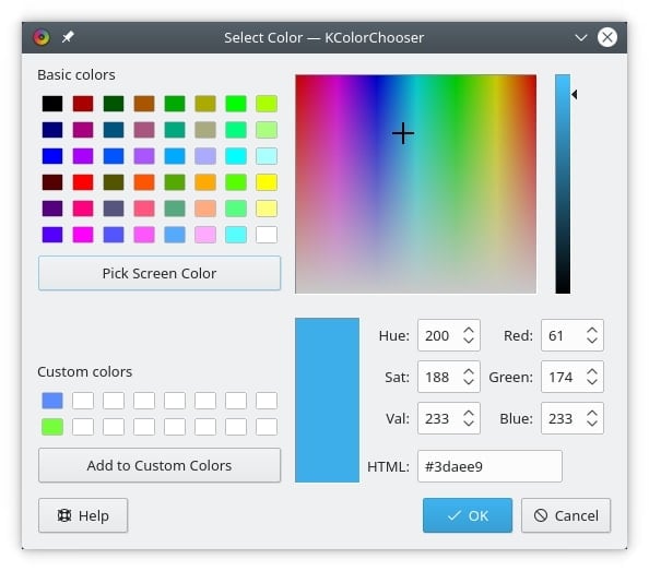 kcolorchooser - color picker tools for Linux