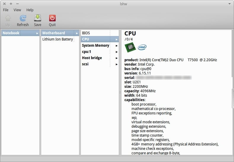 lshw_gtk - Linux system info
