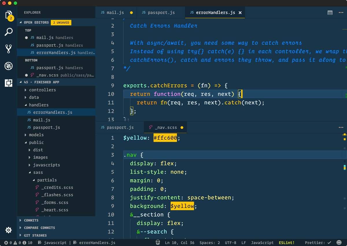 cobalt2 in vscode themes