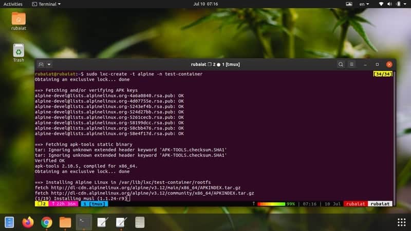 create a Linux container