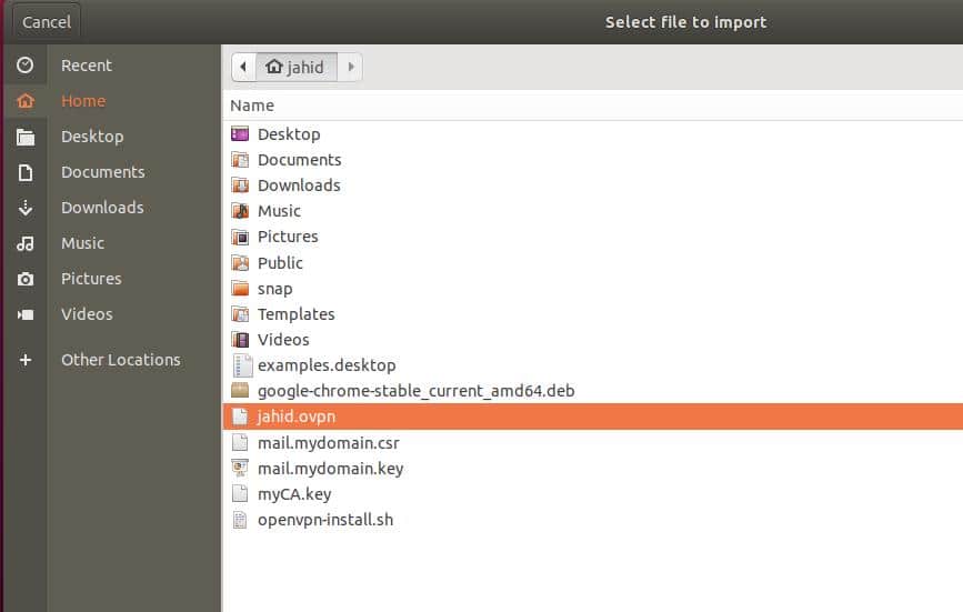 import ovenvpn on ubuntu