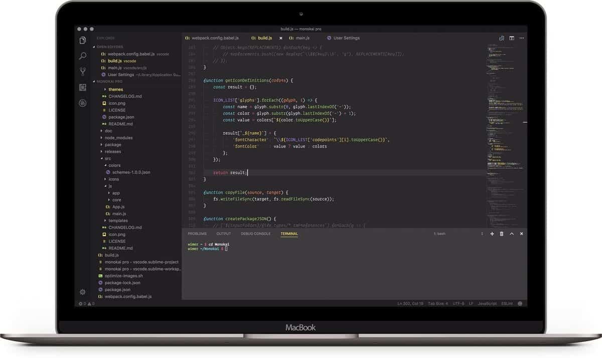 monokai pro in best vscode themes