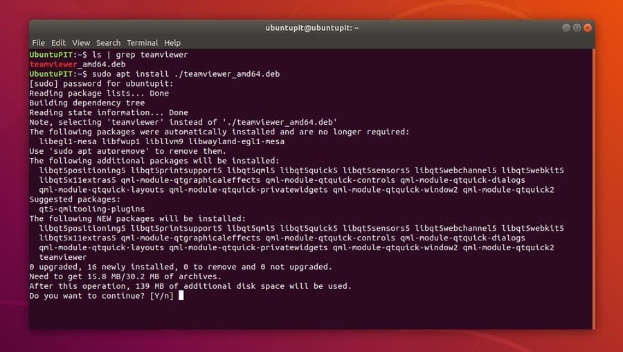 install teamviewer on ubuntu Linux