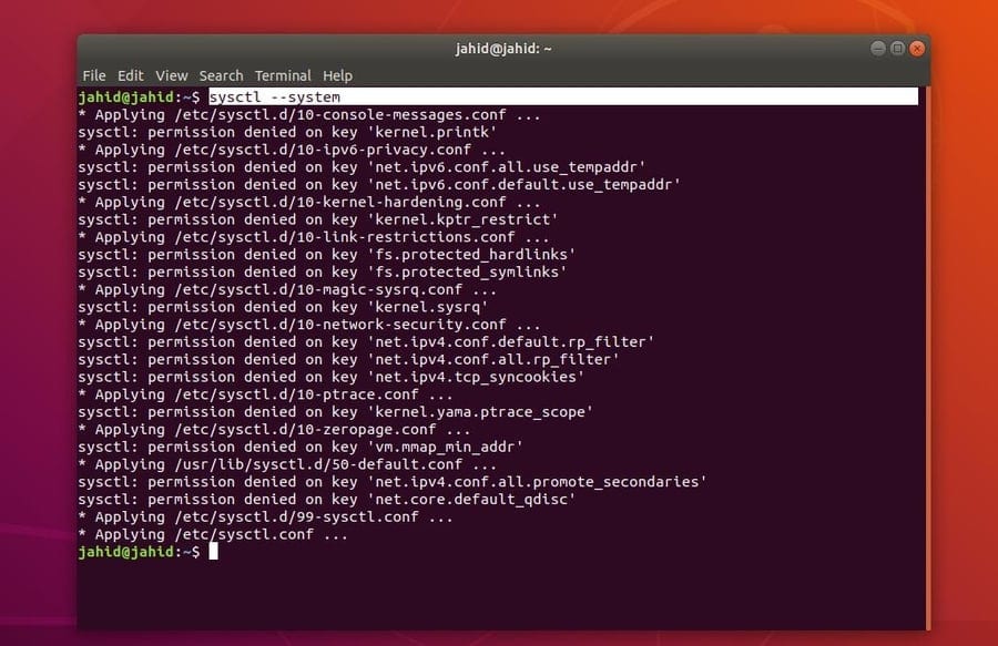 sysctl on Linux