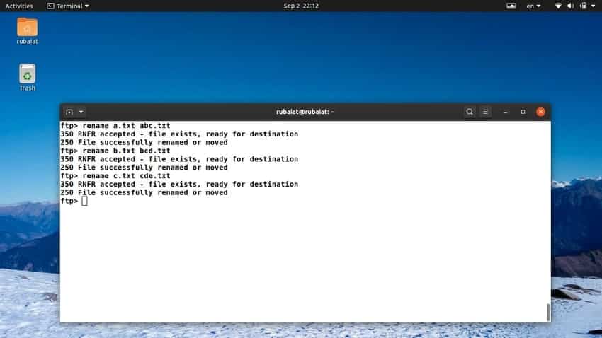 Linux ftp command rename
