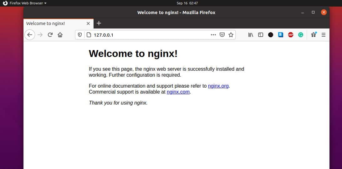 welcome to Nginx web server on Ubuntu