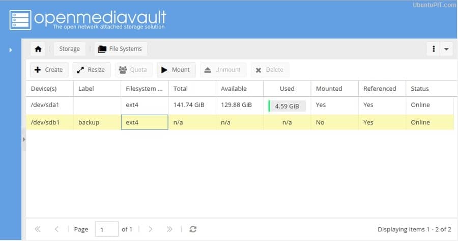 Raspberry Pi into NAS server - openmediavault storage