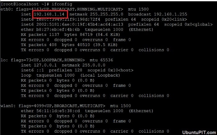 How to install CentOS on a Raspberry Pi - ifcongfig output