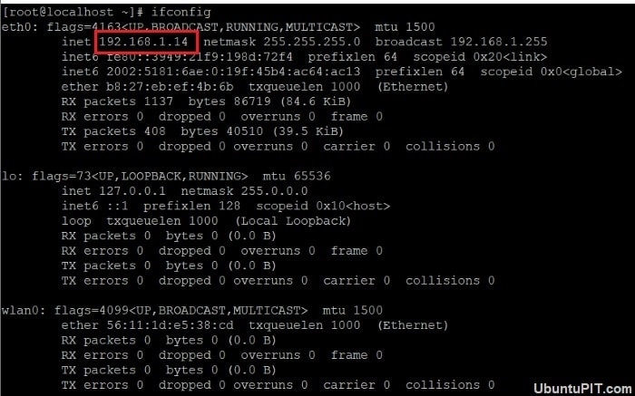 How to install CentOS on a Raspberry Pi - ifcongfig output