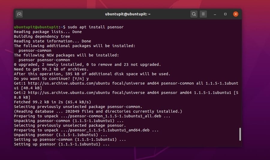 Psensor Sensor Monitor in Linux install