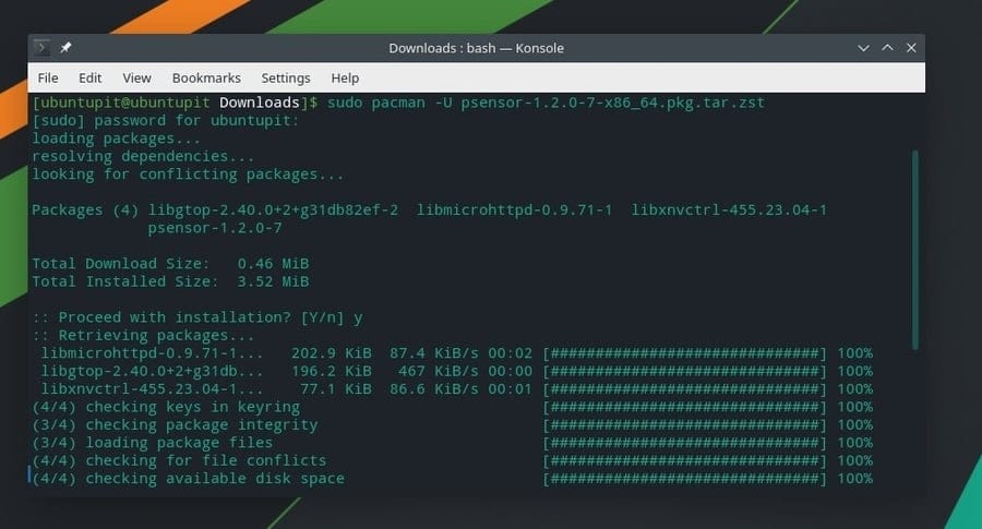 Psensor Sensor Monitor in Linux pacman