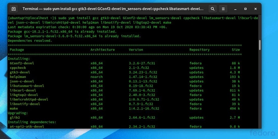 Psensor Sensor Monitor in Linux yum gcc