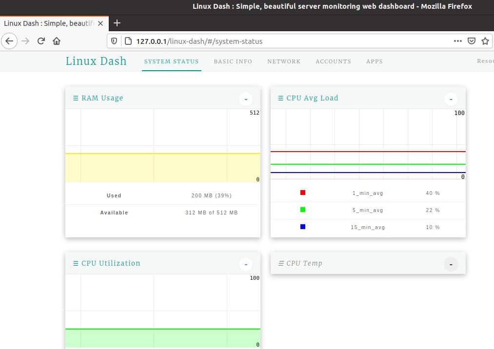 dashboard of Linux dash