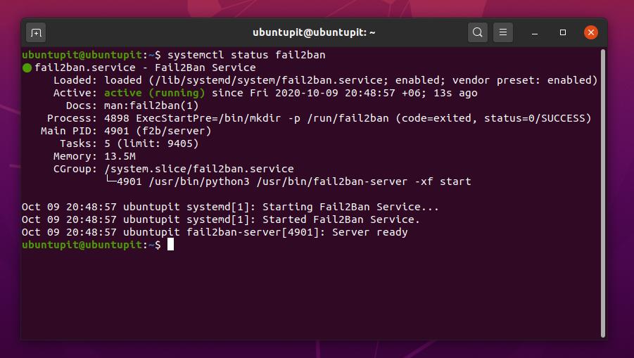 fail2ban linux active stattus