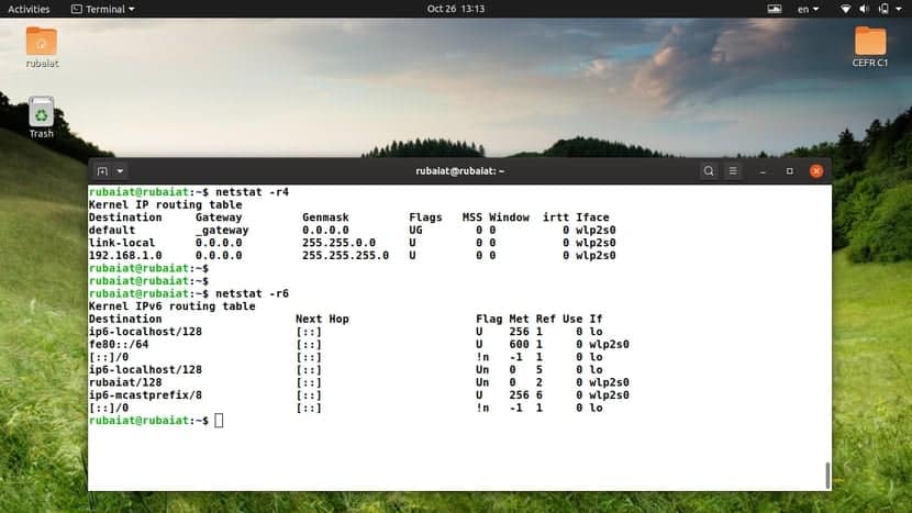 Printing IP Informations using Netstat