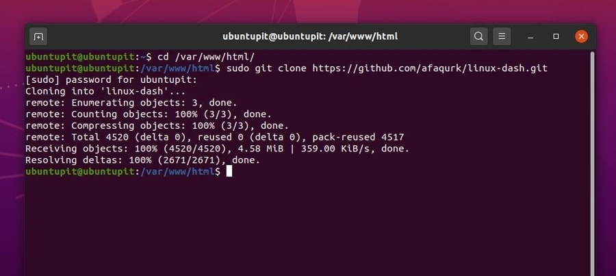 linux dash install linux dash