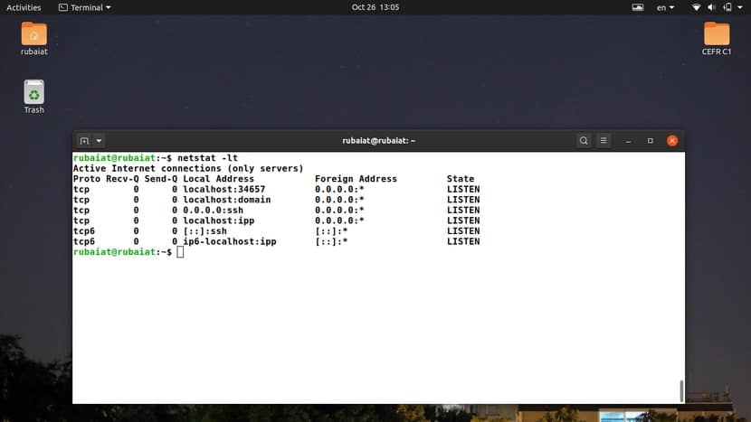 Displaying Listening tcp Connections