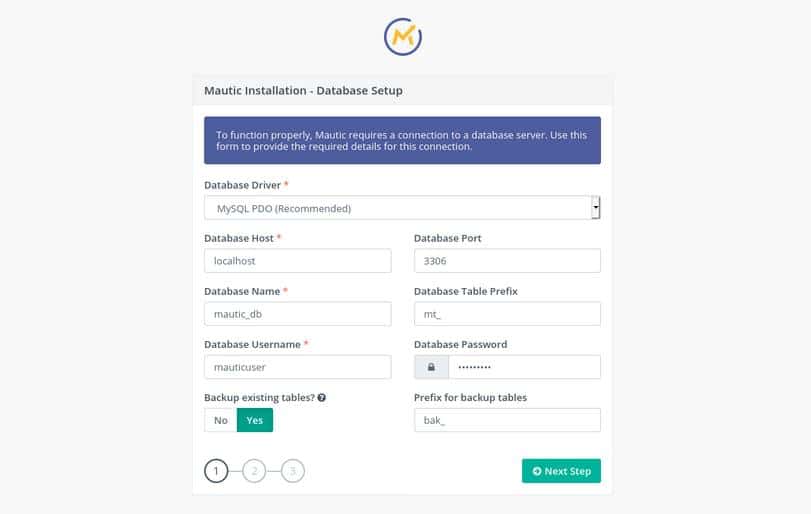 mautic server settings db engine