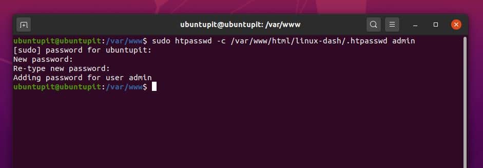 password setting for linux dash