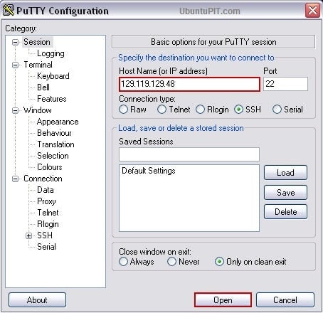 putty host name