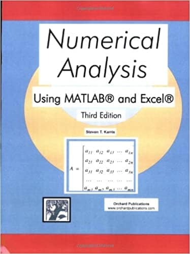 19. Numerical analysis using MATLAB and Excel