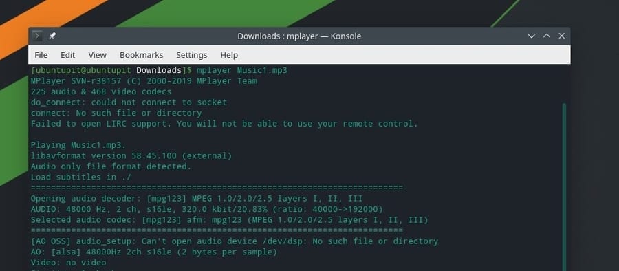 MPlayer Manjaro mp3 by command line