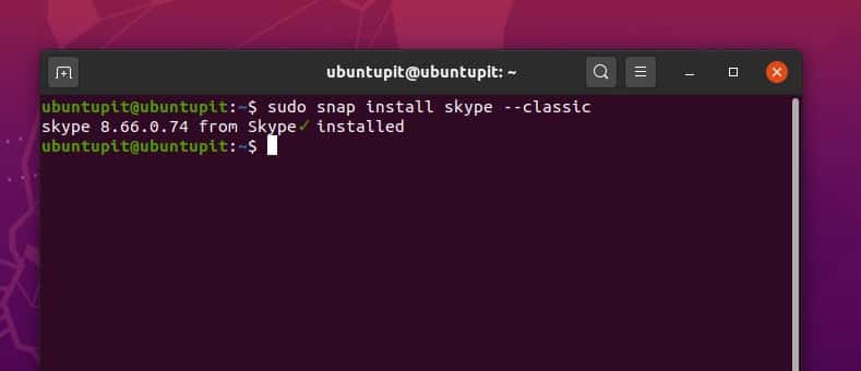 Skype on Linux ubuntu snap