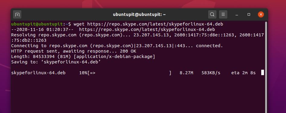 Skype on Linux wget ubuntu