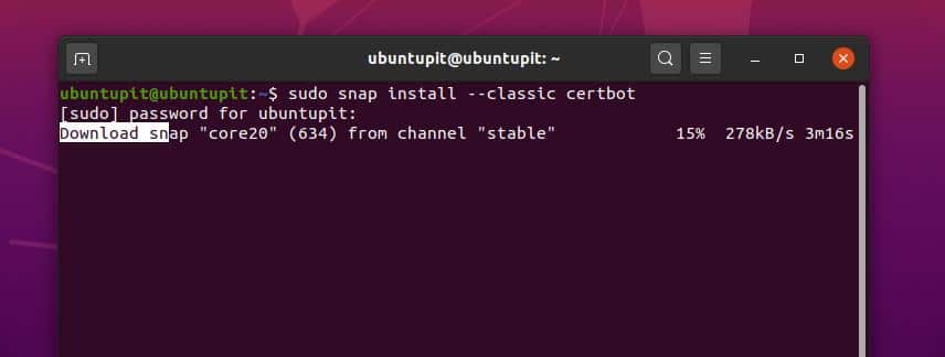 classic Certbot on ubuntu
