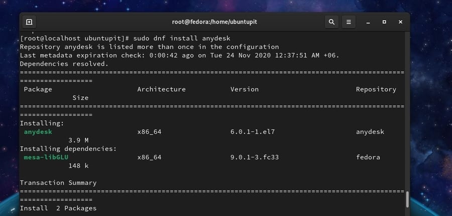 dnf Install AnyDesk on Linux