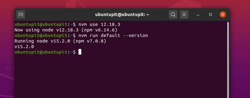 install NVM on ubuntu Linux ls default