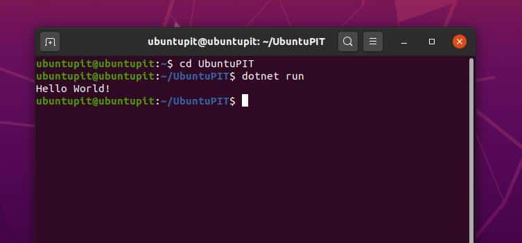 run UbuntuPIT project on dotnet