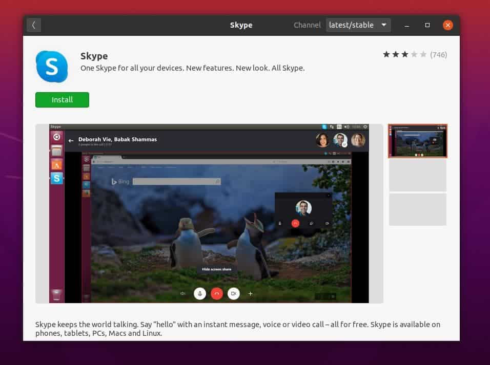 skype on ubuntu store