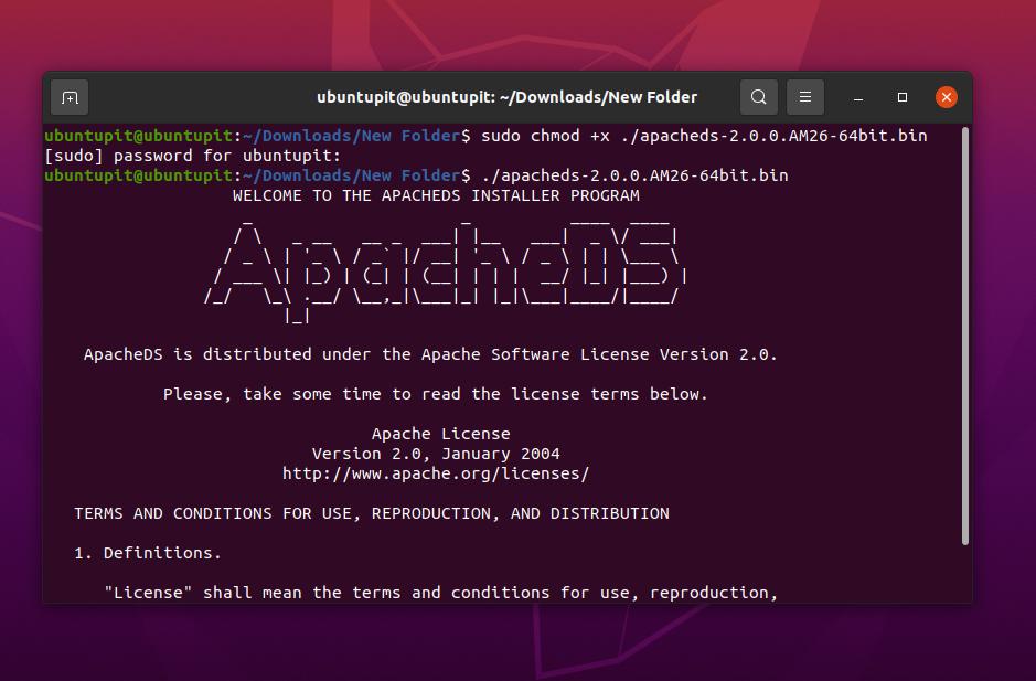 apache .bin package in Linux