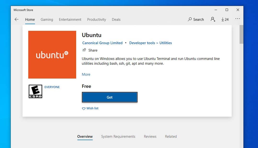 get ubuntu on windows subsystem for Linux
