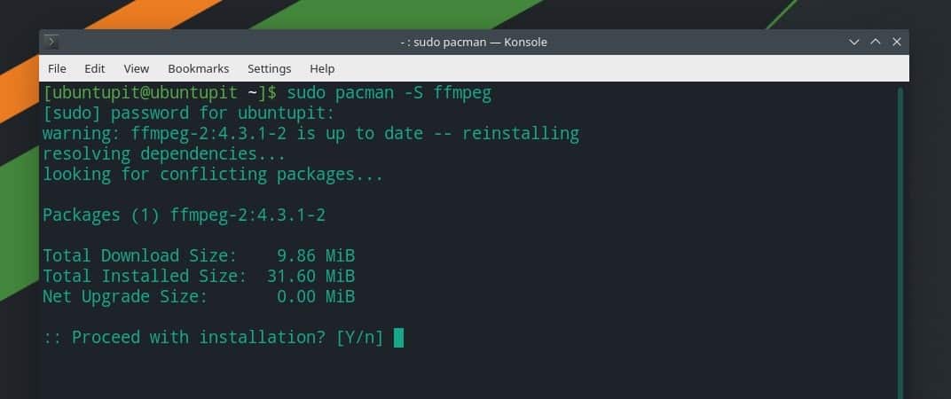 install ffmpeg on Manjaro