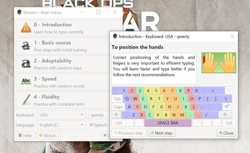 klavaro - typing software